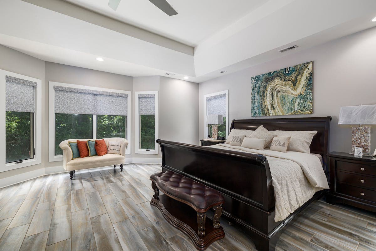 Elegant Glass-Walled Bedroom